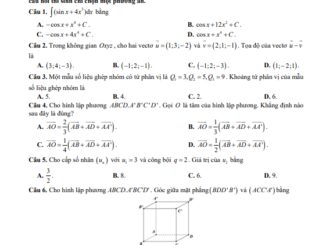Đề khảo sát Toán 12 lần 1 năm 2024 2025 trường THPT Triệu Sơn 3 Thanh Hóa