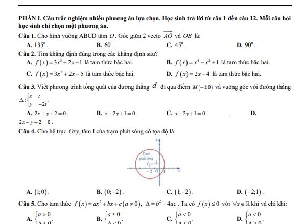 Đề giữa kì 2 Toán 10 năm 2024 2025 trường THPT Nguyễn Chí Thanh Tây Ninh